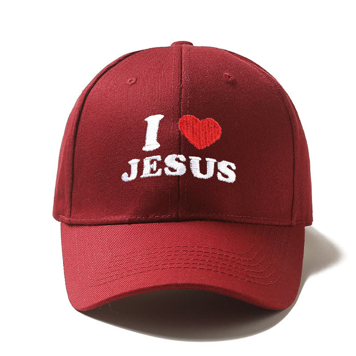 Christianartworkshop I Love Jesus Heart Letter Embroidery Adjustable Baseball Cap - Burgundy - image 8