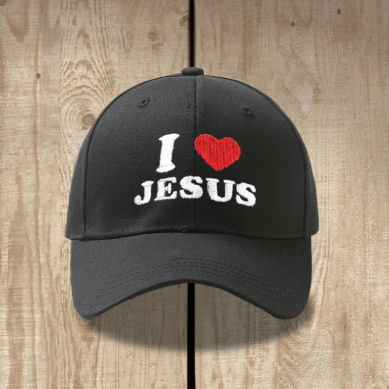Christianartworkshop I Love Jesus Heart Letter Embroidery Adjustable Baseball Cap - image 1