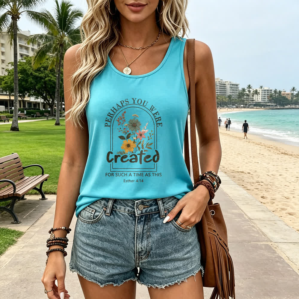 Christianartworkshop Wildflower Perhaps You Were Created For Such A Time As This Racerback Tank Top - image 13