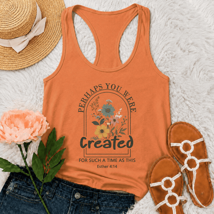 Christianartworkshop Wildflower Perhaps You Were Created For Such A Time As This Racerback Tank Top - Orange - 2XL - image 27