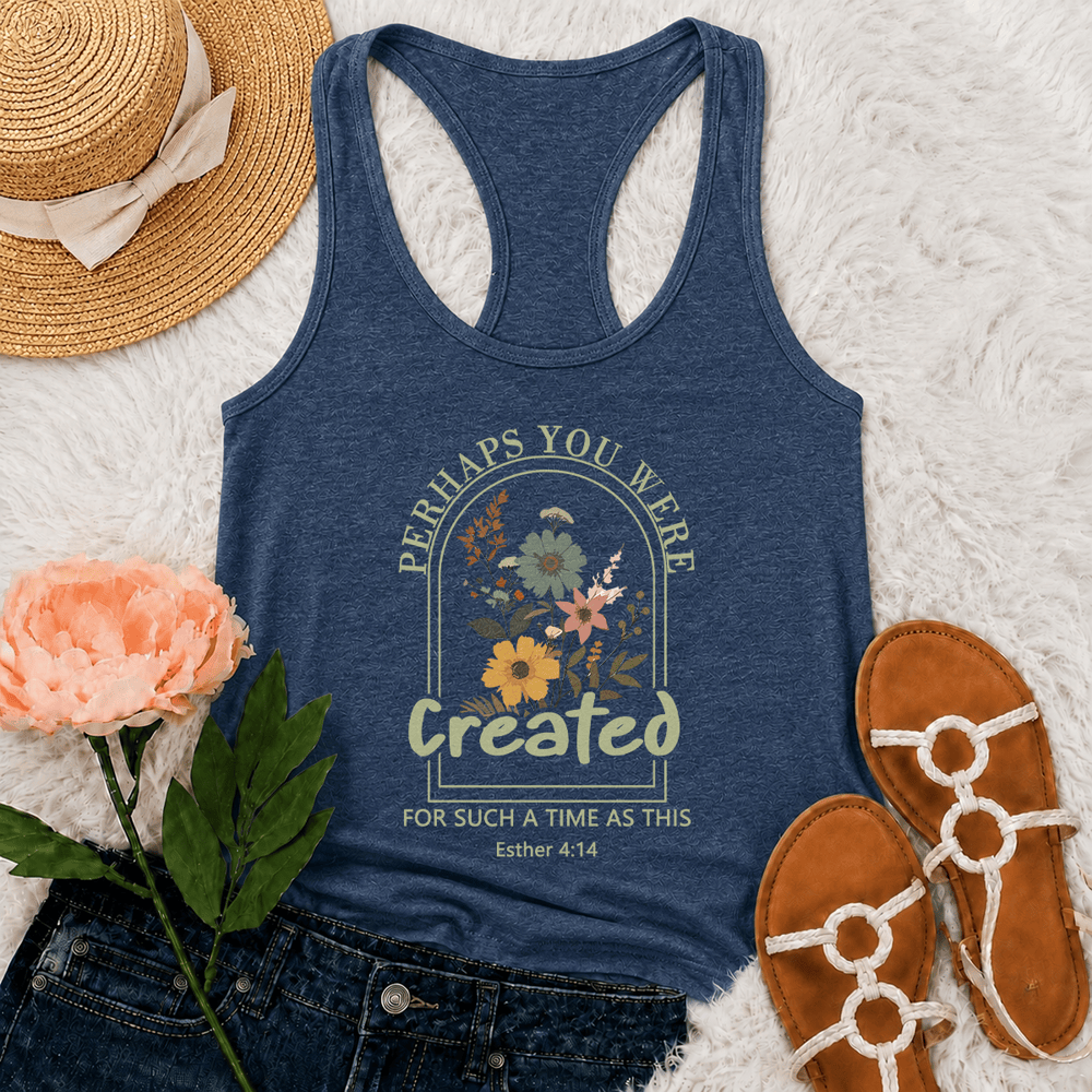 Christianartworkshop Wildflower Perhaps You Were Created For Such A Time As This Racerback Tank Top - Navy Blue - 2XL - image 15