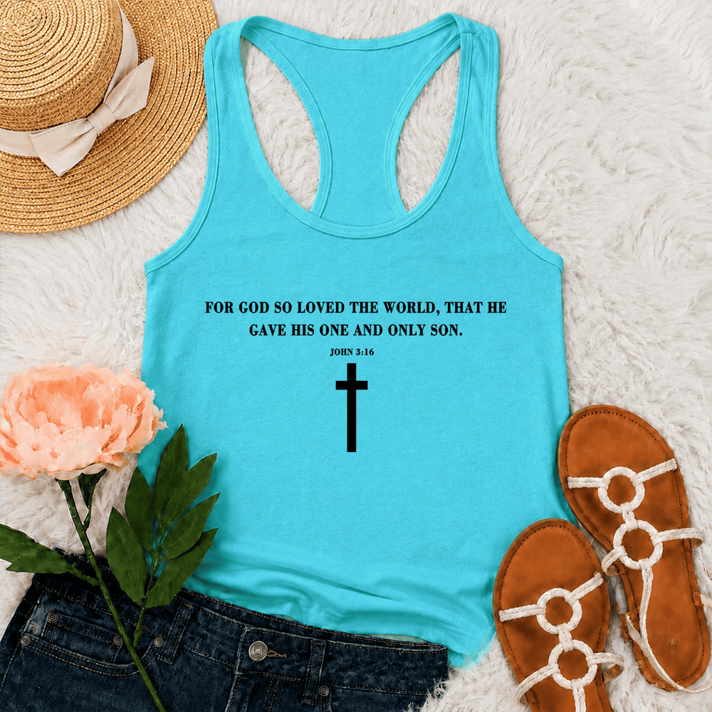 Christianartworkshop John 3:16 For God So Loved The World Racerback Tank Top - Mint - 2XL - image 12