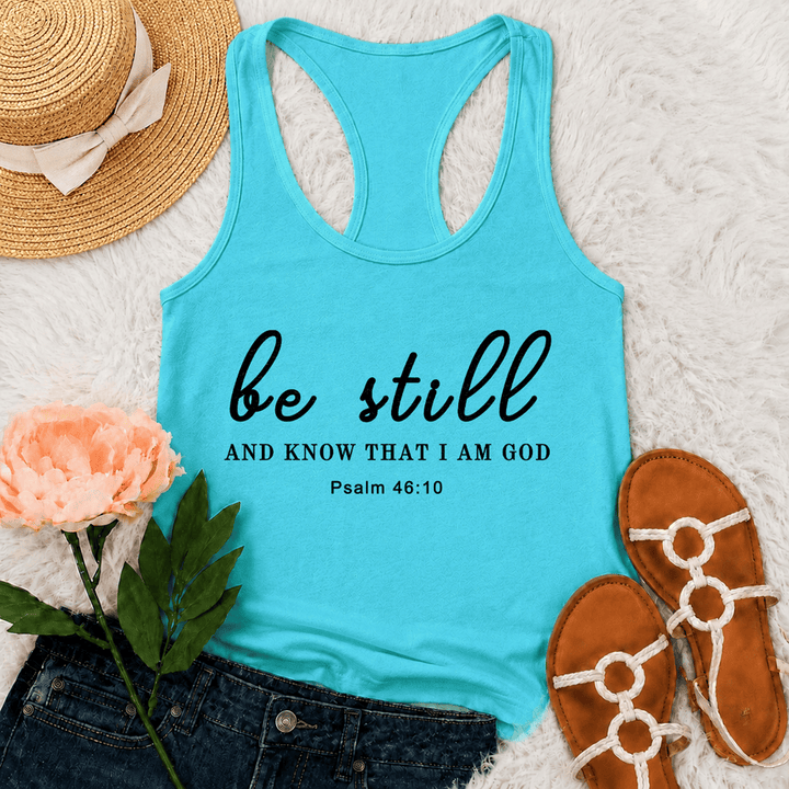 Christianartworkshop Be Still And Know That I Am God Racerback Tank Top - Mint - 2XL - image 12