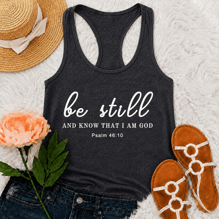 Christianartworkshop Be Still And Know That I Am God Racerback Tank Top - Grey - 2XL - image 9
