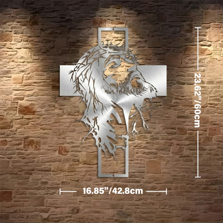 Christianartworkshop Crown of Thorns Jesus Cross Metal Wall Decor: Heartfelt Faith Statement  - Silver - 16.85''*23.62''*0.05''/42.8cm*60cm*0.12cm - image 16