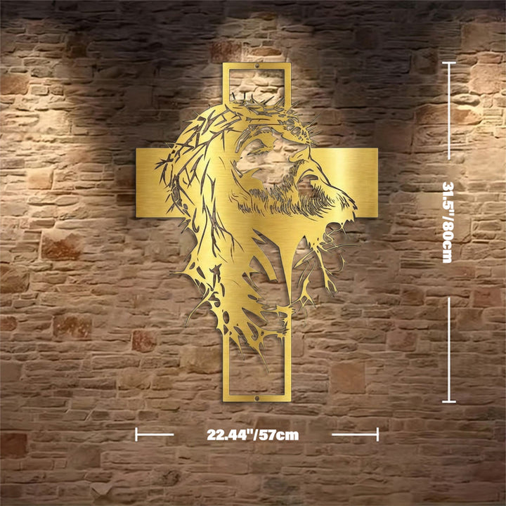 Christianartworkshop Crown of Thorns Jesus Cross Metal Wall Decor: Heartfelt Faith Statement  - Golden - 22.44"*31.50"*0.05"/57cm*80cm*0.12cm - image 13