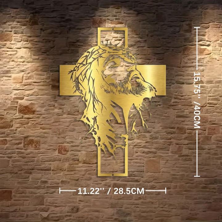 Christianartworkshop Crown of Thorns Jesus Cross Metal Wall Decor: Heartfelt Faith Statement  - Golden - 11.22''*15.75''*0.04''/28.5cm*40cm*0.1cm - image 10