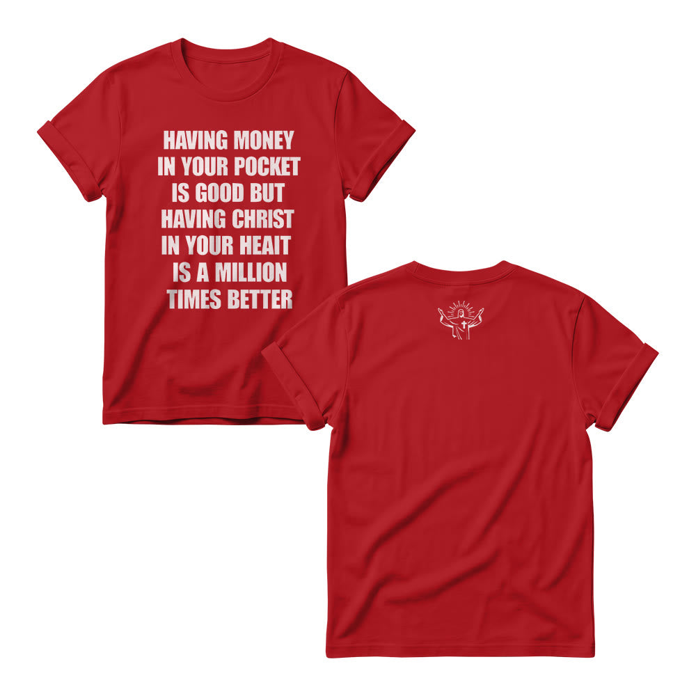 Christianartworkshop Minimal Plain Block Wealth Contrast Christ Heart Slogan Front Tiny Worship Graphic Back Women’s Crewnecks - Red - 4XL - image 9
