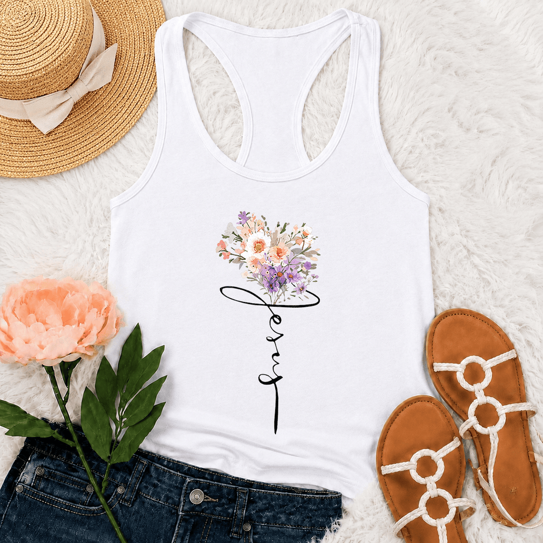 Christianartworkshop Soft Pastel Wild Floral Faith Script Stem Art Racerback Tank Top - White - 2XL - image 12