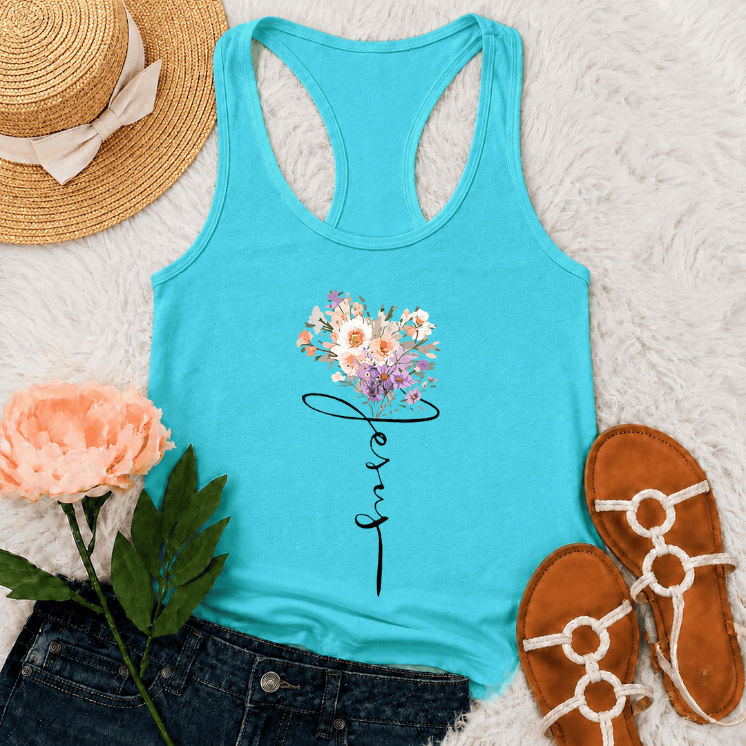 Christianartworkshop Soft Pastel Wild Floral Faith Script Stem Art Racerback Tank Top - Mint - 2XL - image 18
