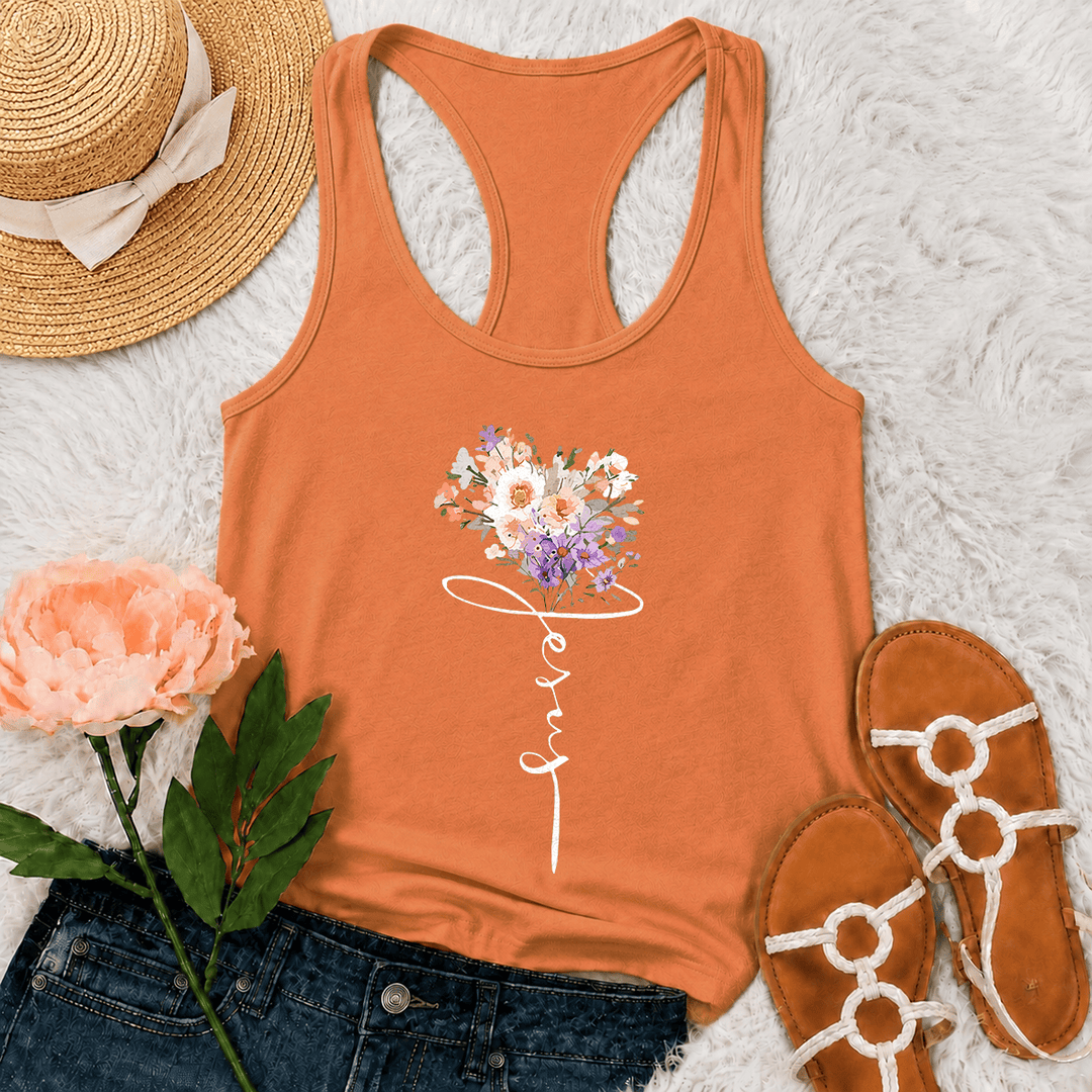 Christianartworkshop Soft Pastel Wild Floral Faith Script Stem Art Racerback Tank Top - Orange - 2XL - image 27