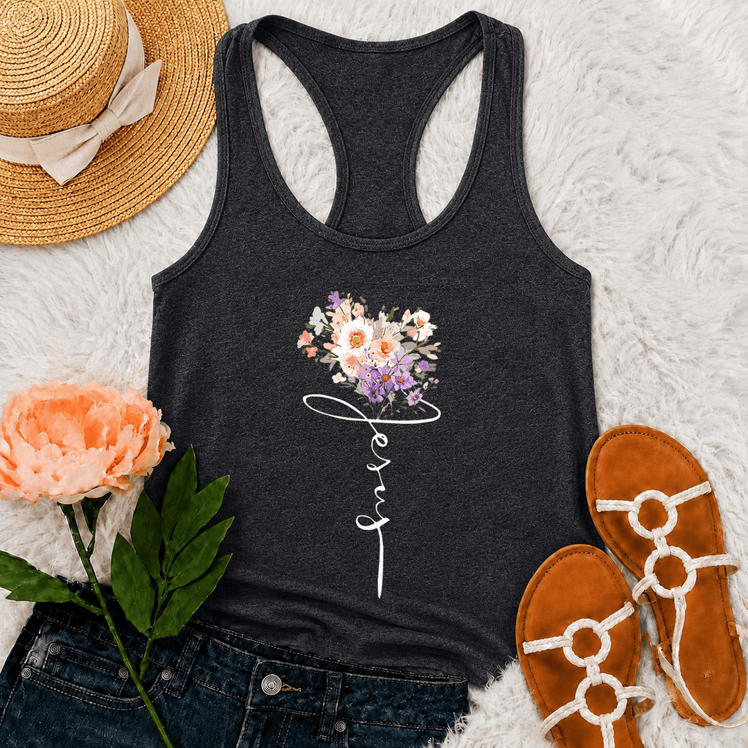 Christianartworkshop Soft Pastel Wild Floral Faith Script Stem Art Racerback Tank Top - Grey - 2XL - image 15