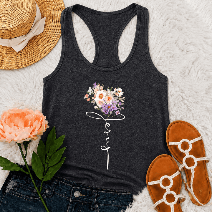 Christianartworkshop Soft Pastel Wild Floral Faith Script Stem Art Racerback Tank Top - Grey - 2XL - image 15