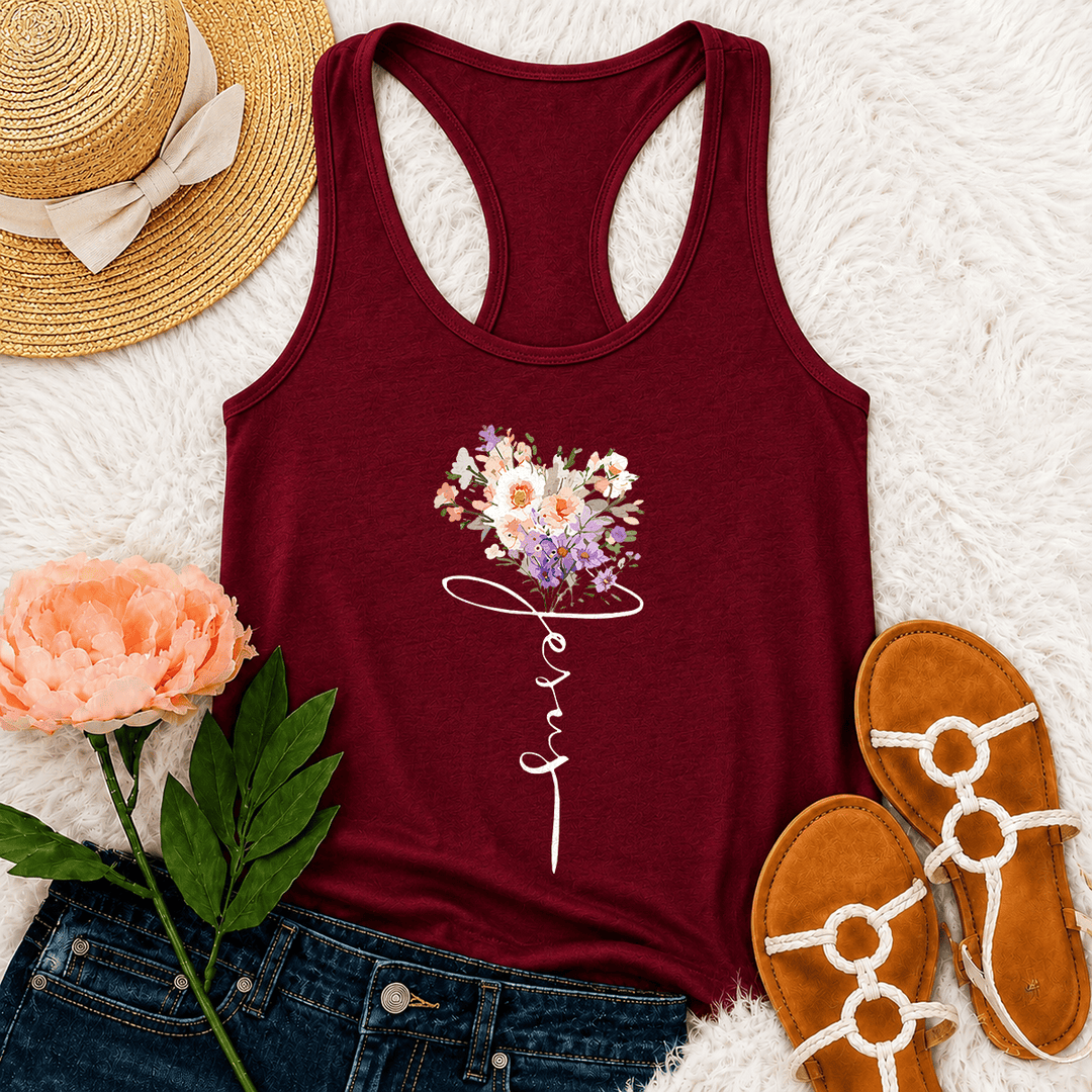 Christianartworkshop Soft Pastel Wild Floral Faith Script Stem Art Racerback Tank Top - Wine - 2XL - image 24