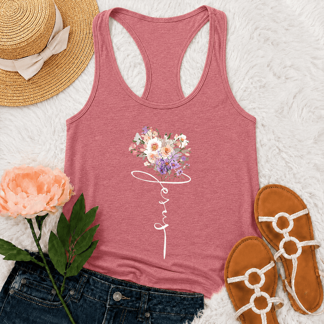 Christianartworkshop Soft Pastel Wild Floral Faith Script Stem Art Racerback Tank Top - Pink - 2XL - image 21