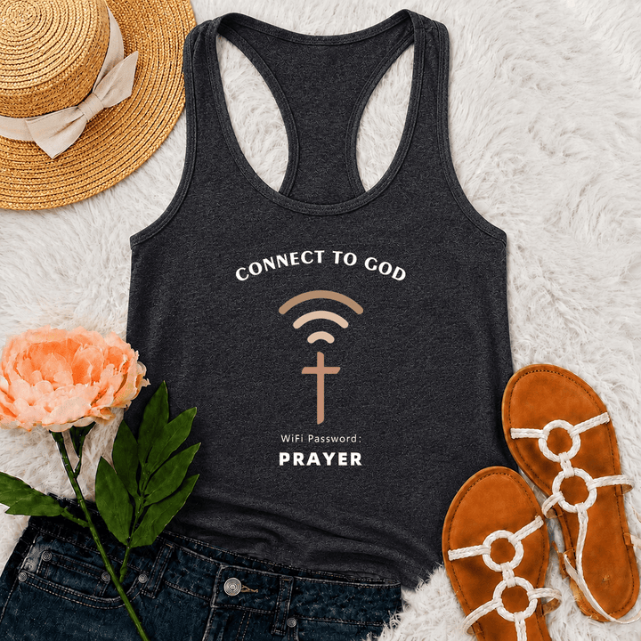 Christianartworkshop Connect To God Wifi Signal Cross Graphic WiFi Password Prayer Casual Inspirational Racerback Tank Top - Grey - 2XL - image 12