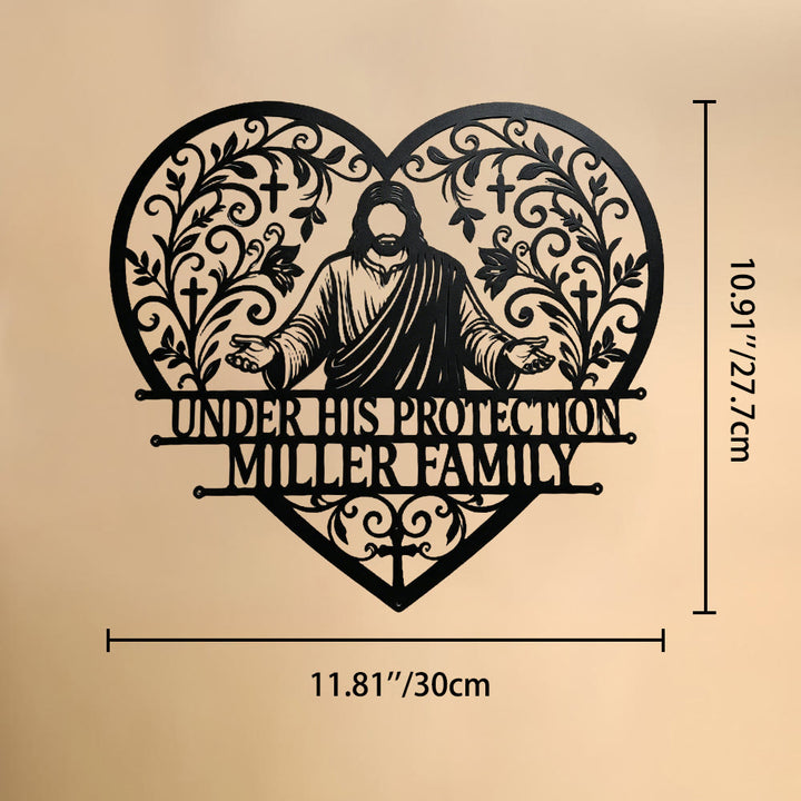 Christianartworkshop Floral Vine Heart Open-Arm Jesus Cross Metal Wall Decor: Timeless Emblem of Sacred Family Shelter - 10.91''*11.81''*0.04''/30cm*27.7cm*0.1cm - Name Customized - image 11