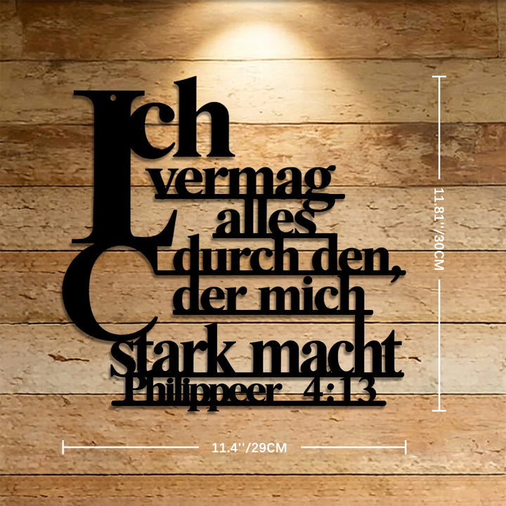 Christianartworkshop German Scripture Philippians 4:13 Stacked Letter Metal Wall Decor: Timeless Emblem of Sacred Redemptive Grace - 11.81''*11.4''*0.04''/30cm*29cm*0.1cm - image 4