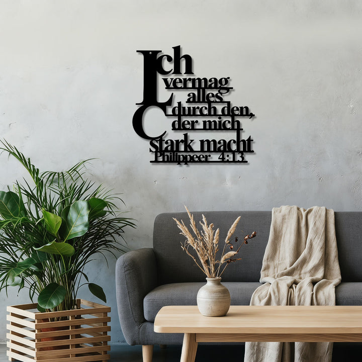 Christianartworkshop German Scripture Philippians 4:13 Stacked Letter Metal Wall Decor: Timeless Emblem of Sacred Redemptive Grace - image 2