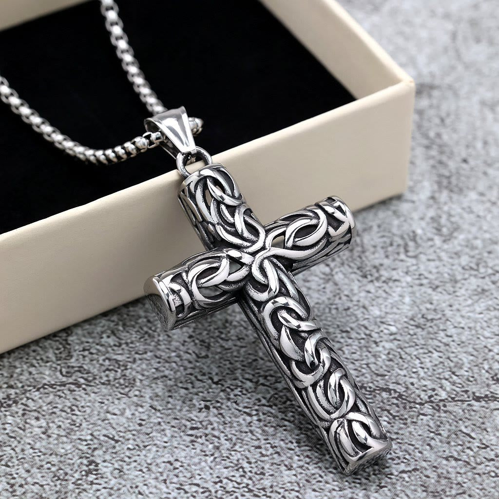 Christianartworkshop Hollow Twisted Knot Relief Cross Pendant Necklace: Timeless Emblem of Gentle Heavenly Guardianship - image 5