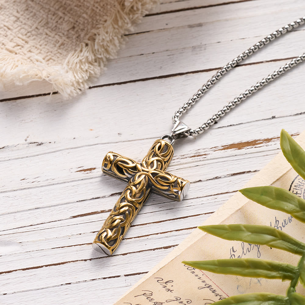Christianartworkshop Hollow Twisted Knot Relief Cross Pendant Necklace: Timeless Emblem of Gentle Heavenly Guardianship - image 13