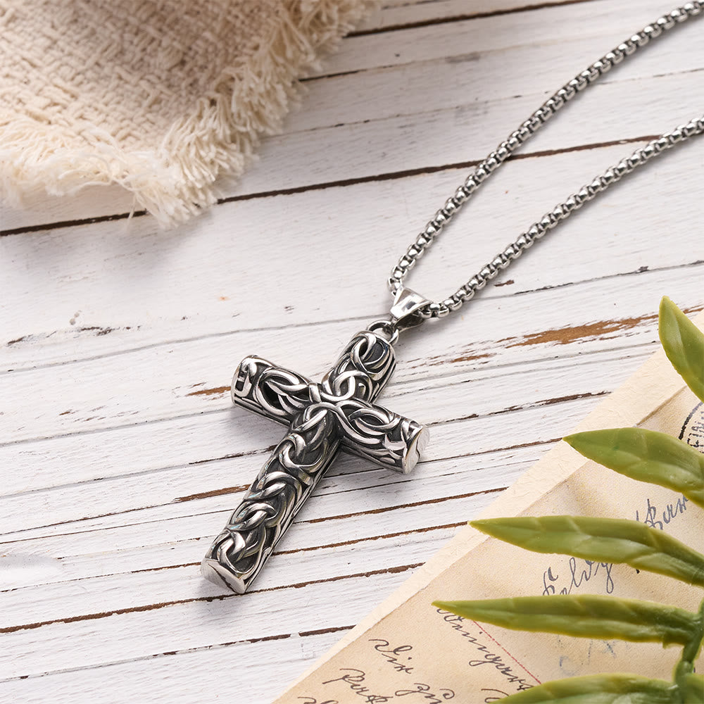 Christianartworkshop Hollow Twisted Knot Relief Cross Pendant Necklace: Timeless Emblem of Gentle Heavenly Guardianship - image 8