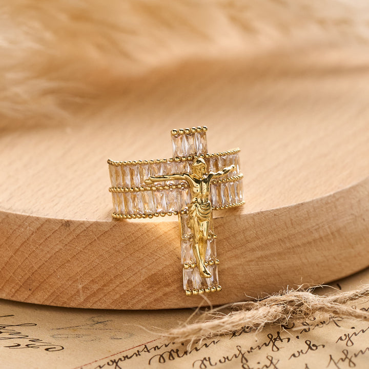 Christianartworkshop Compact Sculpted Crucifix Ring: Timeless Emblem of Unshakable Sacred Faith - image 4