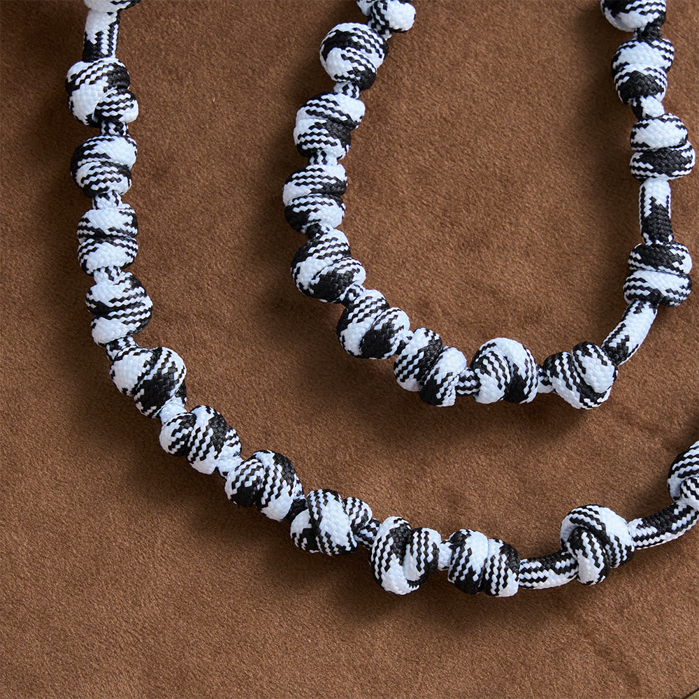 Christianartworkshop Black & White-Tone Twisted Paracord Knotted Rosary With St.Benedict Plaque & Jesus Cross - image 6
