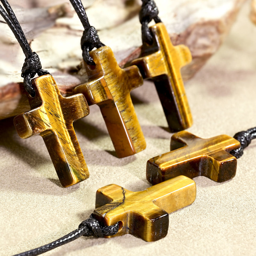 Christianartworkshop Tiger Eye Cross Braided Adjustable Cord Necklace: Timeless Emblem of Gentle Heavenly Guardianship - image 3