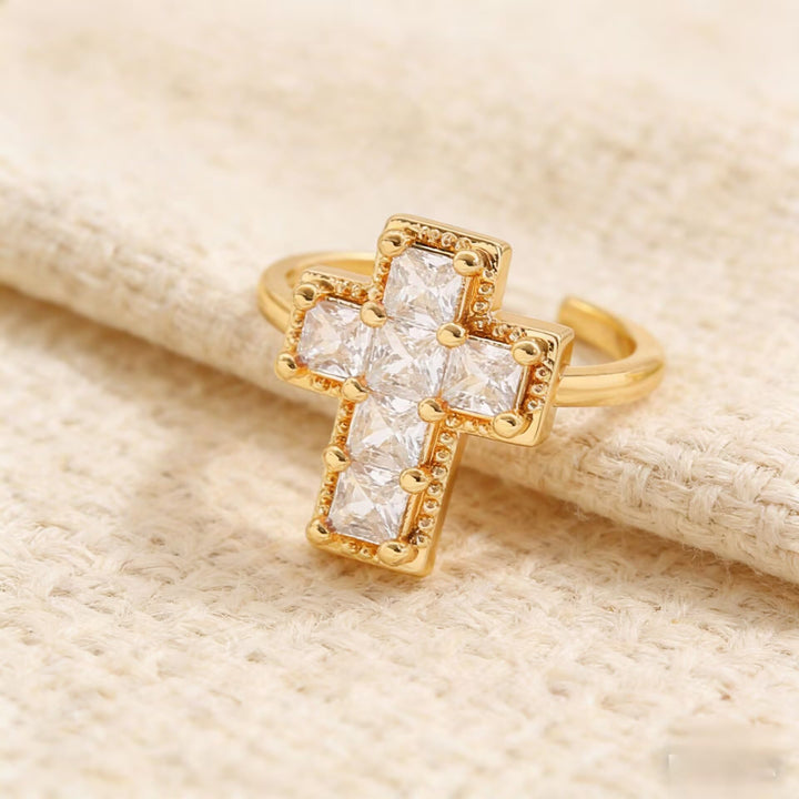 Christianartworkshop Multi-Tone Framed Cross Adjustable Faith Ring: Timeless Emblem of Unshakable Sacred Faith - White(Suitable for US Sizes 7-11) - image 6