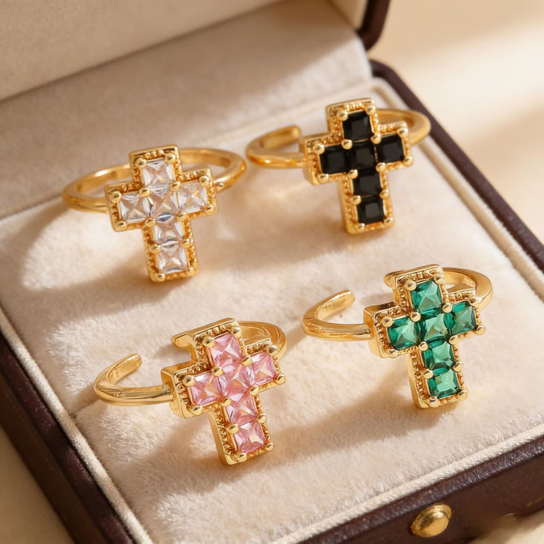 Christianartworkshop Multi-Tone Framed Cross Adjustable Faith Ring: Timeless Emblem of Unshakable Sacred Faith - image 3