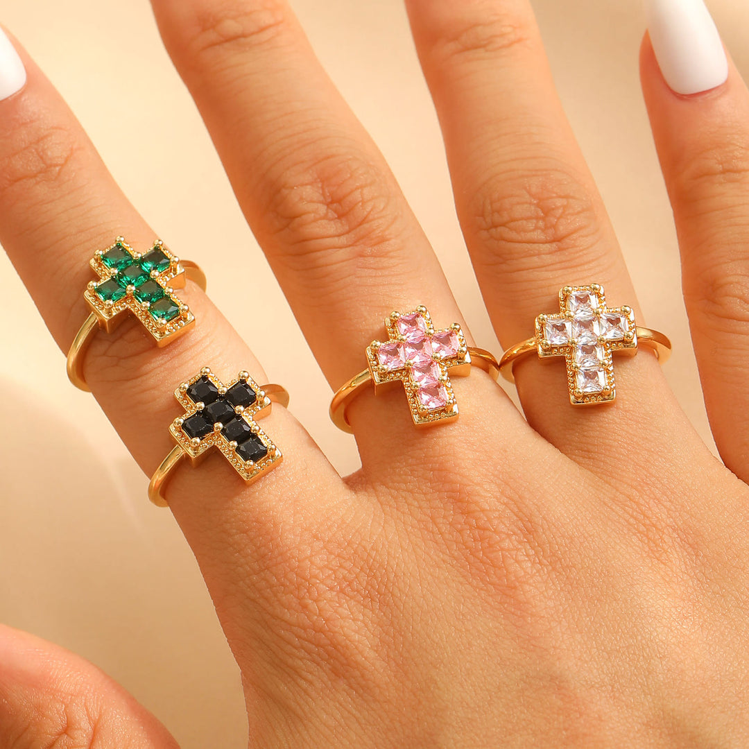 Christianartworkshop Multi-Tone Framed Cross Adjustable Faith Ring: Timeless Emblem of Unshakable Sacred Faith - image 2
