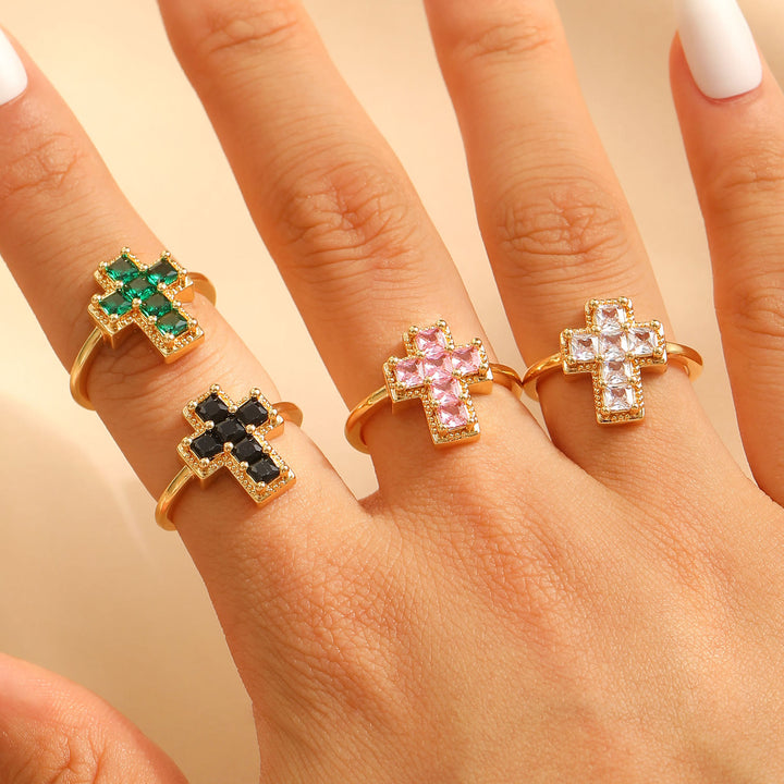 Christianartworkshop Multi-Tone Framed Cross Adjustable Faith Ring: Timeless Emblem of Unshakable Sacred Faith - image 2