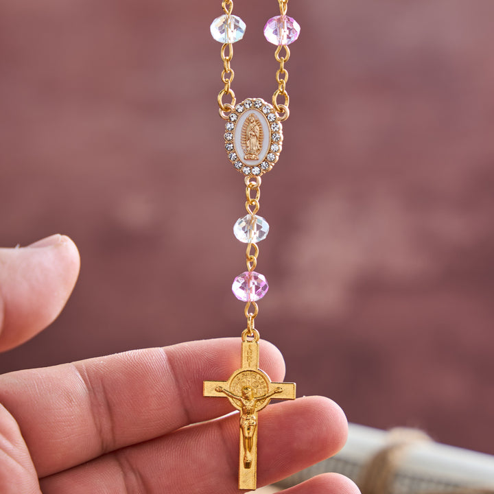 Christianartworkshop Oval Sacred Portrait Our Lady Multi-Tone Bead Crucifix Car Hanging Pendant: A Reminder of Merciful Divine Protection on Every Trip - image 18