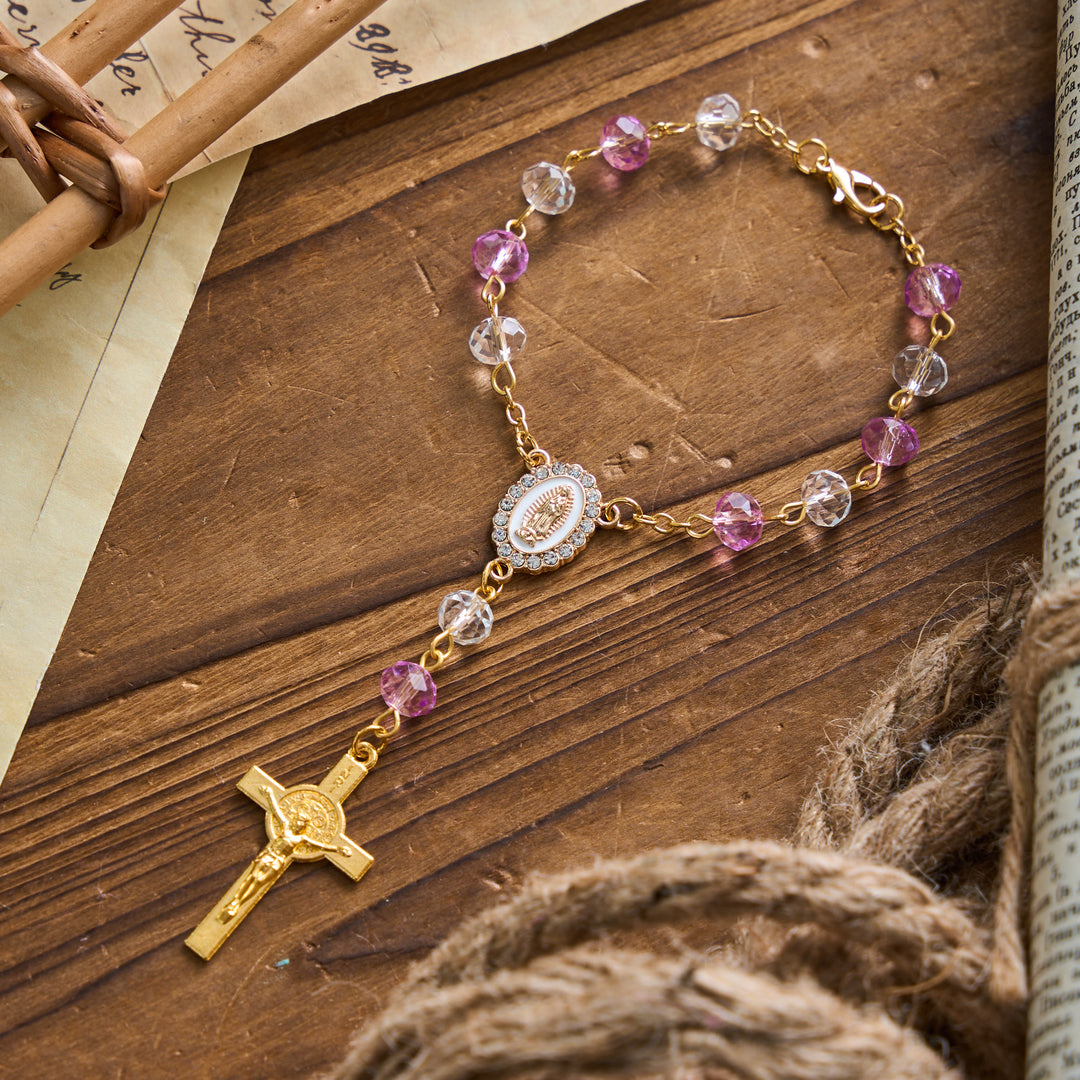 Christianartworkshop Oval Sacred Portrait Our Lady Multi-Tone Bead Crucifix Car Hanging Pendant: A Reminder of Merciful Divine Protection on Every Trip - image 17