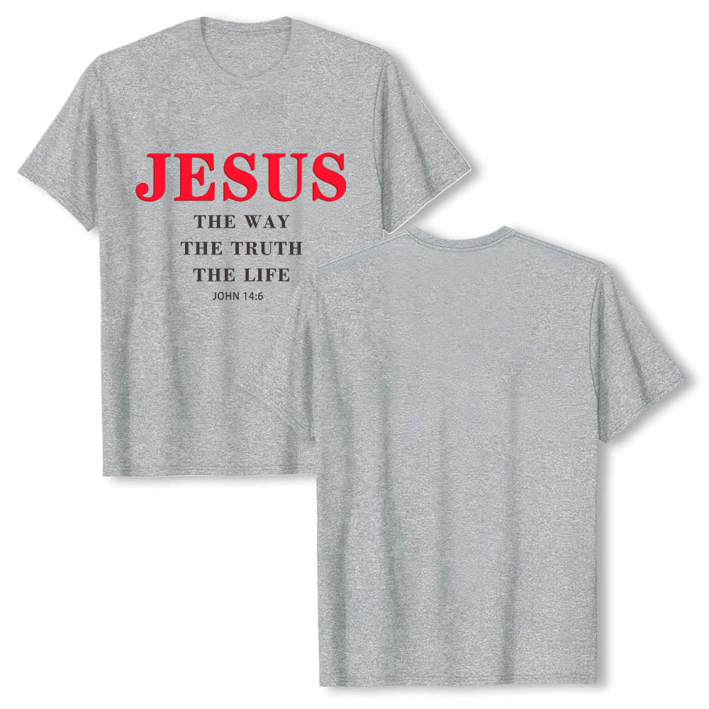 Christianartworkshop Large Bold Serif JESUS The Way The Truth The Life John 14:6 Print Premium Short Sleeve T-Shirt - image 16