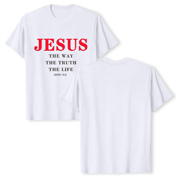Christianartworkshop Large Bold Serif JESUS The Way The Truth The Life John 14:6 Print Premium Short Sleeve T-Shirt - image 1