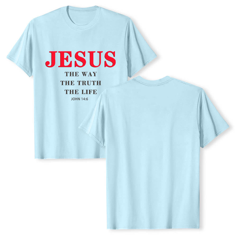 Christianartworkshop Large Bold Serif JESUS The Way The Truth The Life John 14:6 Print Premium Short Sleeve T-Shirt - image 7