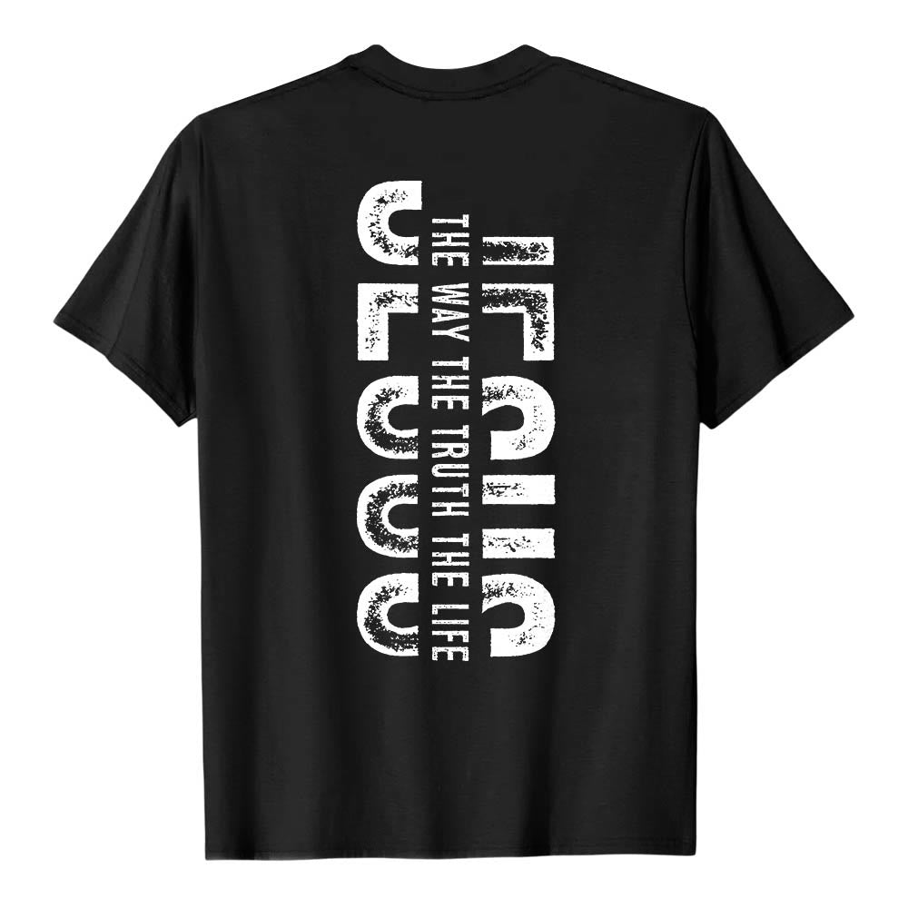 Christianartworkshop Front Cross Back Vertical Distressed JESUS The Way The Truth The Life Premium Short Sleeve T-Shirt - image 17