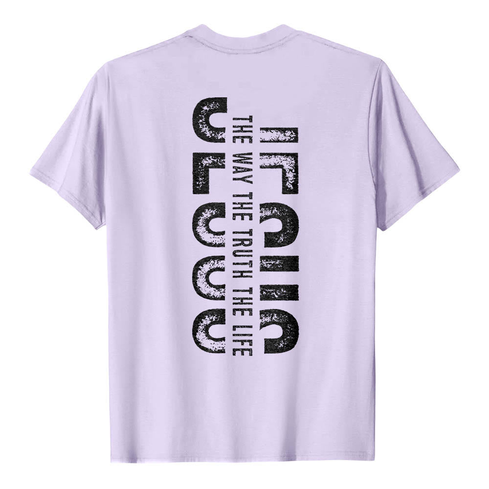 Christianartworkshop Front Cross Back Vertical Distressed JESUS The Way The Truth The Life Premium Short Sleeve T-Shirt - image 14