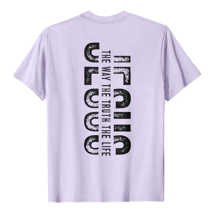 Christianartworkshop Front Cross Back Vertical Distressed JESUS The Way The Truth The Life Premium Short Sleeve T-Shirt - image 14