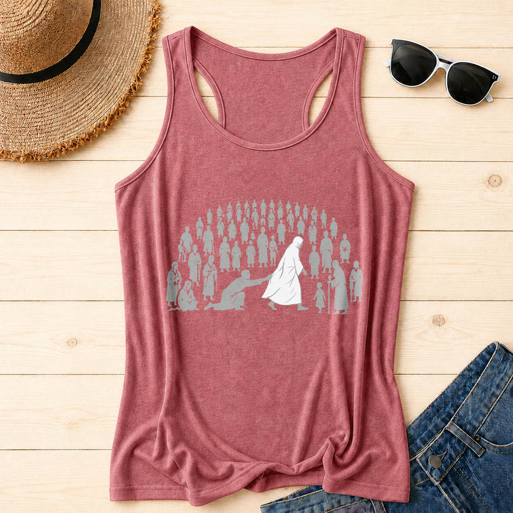 Christianartworkshop By His Wounds We Are Healed Front Print Graphic Racerback Tank Top - Pink - 2XL - image 18