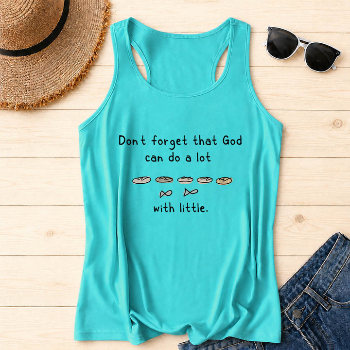 Christianartworkshop Don't Forget That God Can Do A Lot With Little Five Loaves Two Fish Line Sketch Graphic Racerback Tank Top - Mint - 2XL - image 16