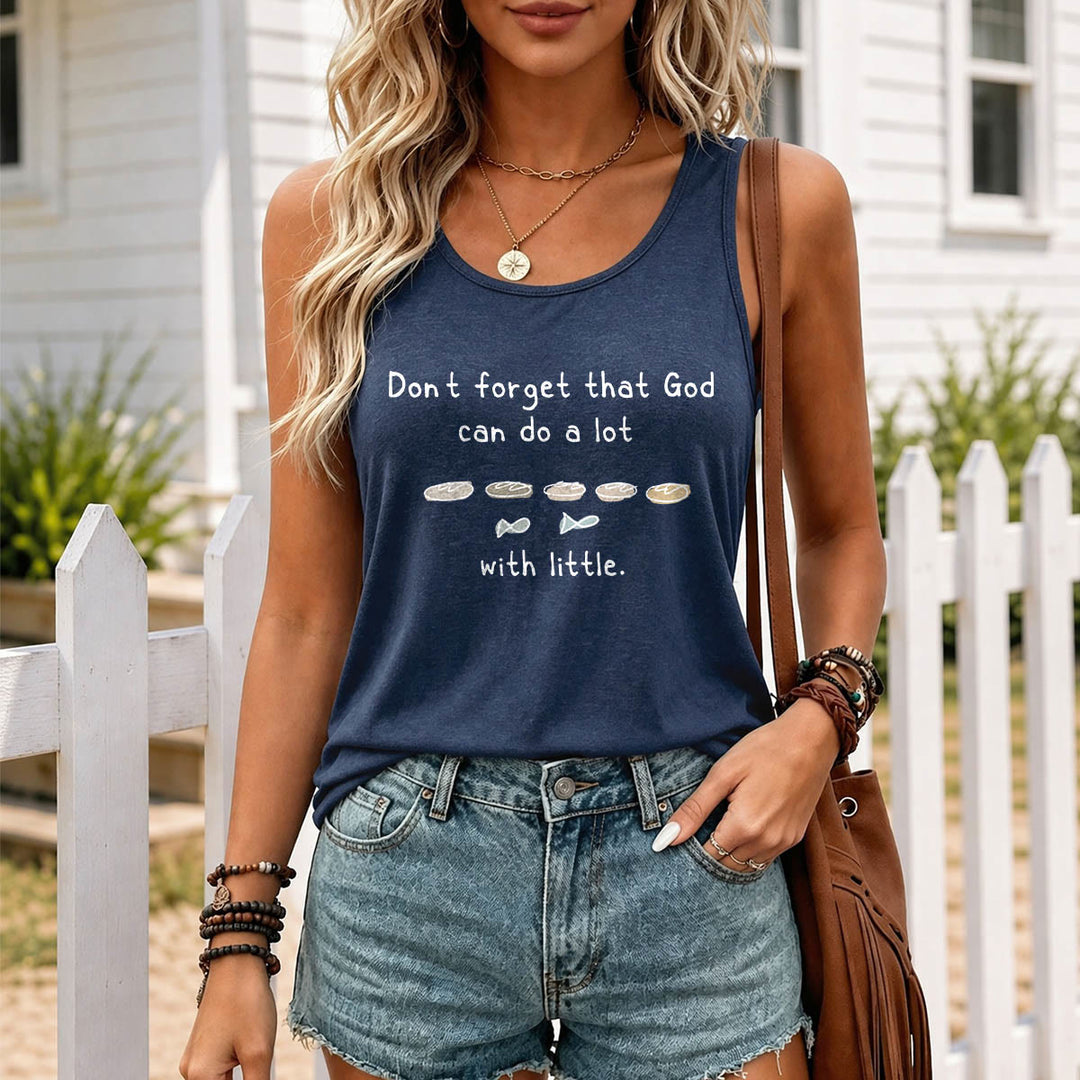 Christianartworkshop Don't Forget That God Can Do A Lot With Little Five Loaves Two Fish Line Sketch Graphic Racerback Tank Top - image 13