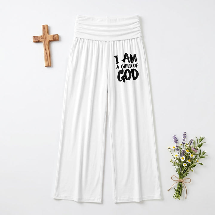 Christianartworkshop I Am A Child Of God Rough Brush Block Letter Front Thigh Print Wide Leg Pants - White - US22,UK/AU26,EU54(6XL) - image 6