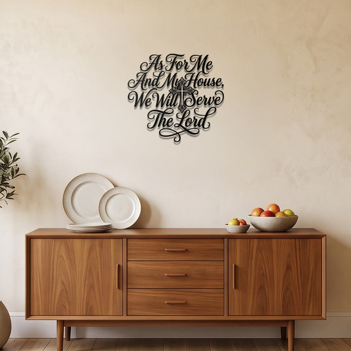 Christianartworkshop Cursive Scripture Cross Family Verse Metal Wall Decor: Timeless Emblem of Sacred Redemptive Grace - image 1