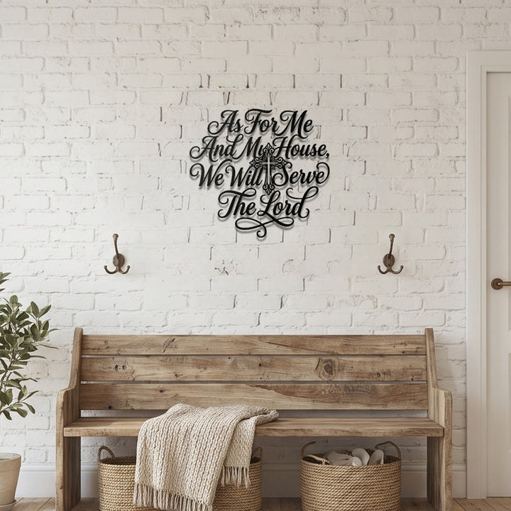 Christianartworkshop Cursive Scripture Cross Family Verse Metal Wall Decor: Timeless Emblem of Sacred Redemptive Grace - image 3