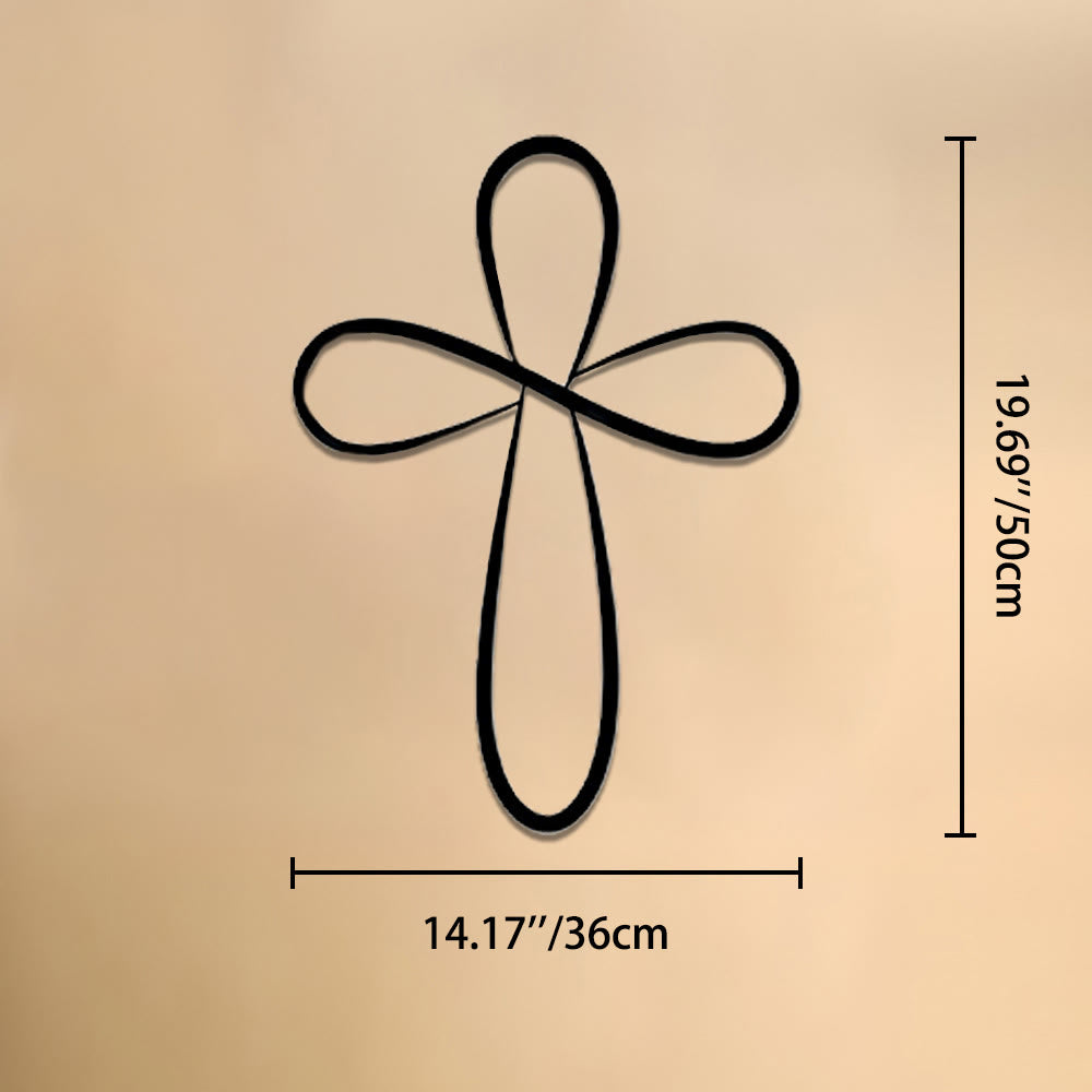Christianartworkshop Minimalist Infinity Loop Single Line Cross Metal Wall Decor: Timeless Emblem of Sacred Redemptive Grace - 14.17''*19.69''*0.05''/36cm*50cm*0.12cm - image 9