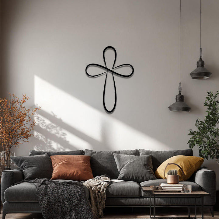 Christianartworkshop Minimalist Infinity Loop Single Line Cross Metal Wall Decor: Timeless Emblem of Sacred Redemptive Grace - image 3