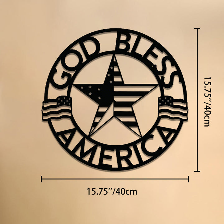 Christianartworkshop Round Ring God Bless USA Star Flag Metal Wall Decor: Timeless Emblem of Sacred Redemptive Grace - 15.75''*15.75''*0.04''/40cm*40cm*0.1cm - image 11